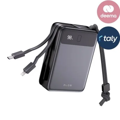 Zlos 20000mAh Db20 Power Bank 35W With Built-In Cables - Black